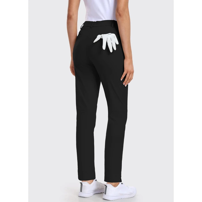 Hiverlay Womens Golf Pants Stretch Work Ankle Pants with Pockets Quick Dry Straight Business Casual Hiking Pants Black-S by Hiverlay - Image 4
