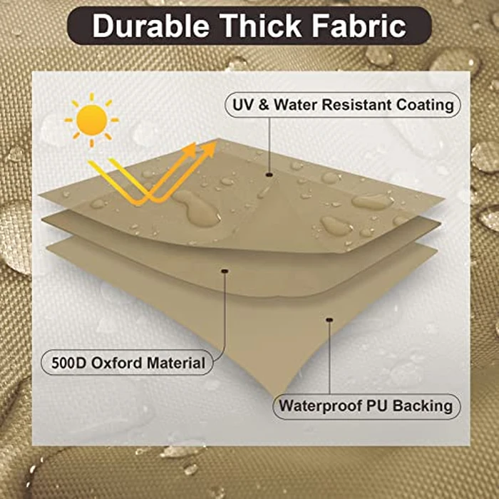 PureFit Outdoor Chair Covers Waterproof Patio Furniture Lawn Chair Covers for Outdoor Furniture with Air Vent and Padded Handles, Fits up to 32W x 37D x 36H Inches, Camel by PureFit - Image 3