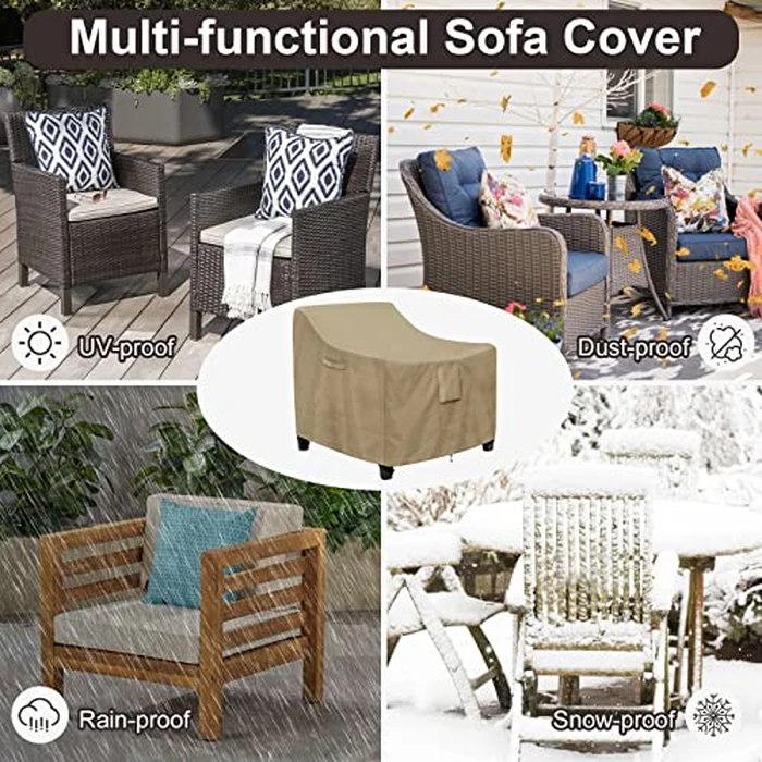 PureFit Outdoor Chair Covers Waterproof Patio Furniture Lawn Chair Covers for Outdoor Furniture with Air Vent and Padded Handles, Fits up to 32W x 37D x 36H Inches, Camel by PureFit - Image 6