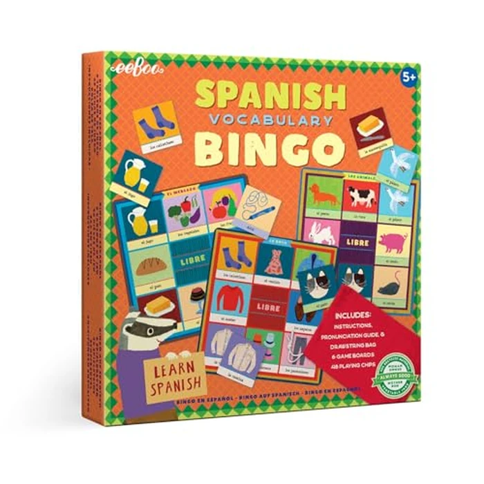 eeBoo: Spanish Vocabulary Bingo for Kids for Ages 5+, A Fun Kids Learning Game that Cultivates Conversation & Practicing a New Language by eeBoo - Used - Very Good condition - US$14.62