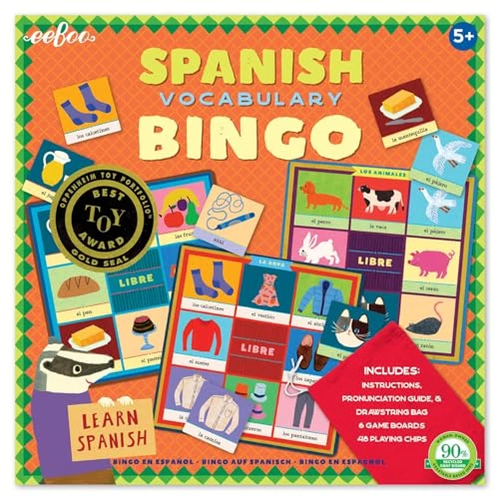 eeBoo: Spanish Vocabulary Bingo for Kids for Ages 5+, A Fun Kids Learning Game that Cultivates Conversation & Practicing a New Language by eeBoo - Image 2