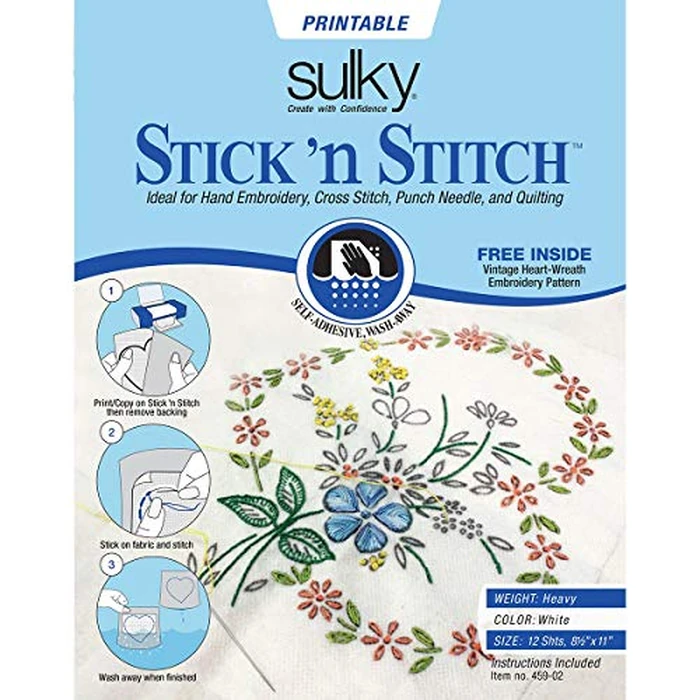 Stick N Stitch Self Adhesive Wash Away Stabilizer Twelve Sheets of 8-1/2 x 11 by Sulky - Used - Like New condition