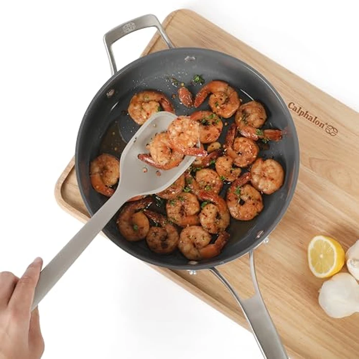 Calphalon Edge 11 Piece Stainless Steel Kitchen Tool & Gadget Set in Taupe, Durable Heavy Gauge Stainless Steel Utensil Set with Silicone Accents and Non Slip Handles for Cooking by Calphalon - Image 4