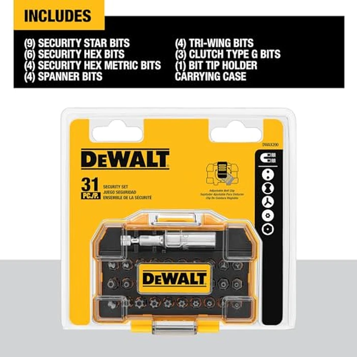 DEWALT Security Bit Set, 31-Piece Screwdriver Bit Set with Case, Universal 1/4 In Hex, Includeds Magnetic Bit Holder (DWAX200) by DEWALT - Image 3