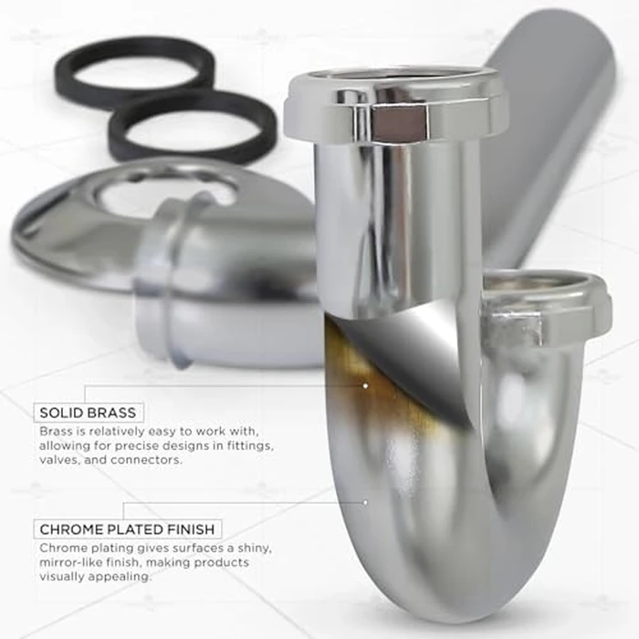 Flexcraft 12812-20 P-Trap for Tubular Drain Applications 1-1/2 in, 20GA Brass, Chrome Plated, 1-1/2" by Highcraft - Image 6