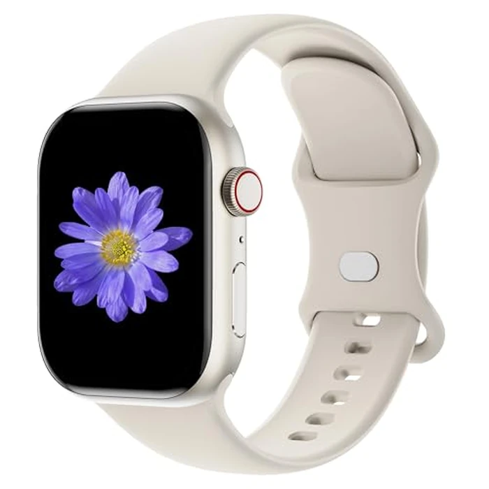Cindgress Sport Band Compatible with Apple Watch 41mm 38mm 40mm 42mm for Women Men, Soft Silicone Strap for iWatch Wristband Series Ultra SE 11 10 9 8 7 6 5 4 3 2 1 M/L Starlight by Cindgress - Used - Very Good condition