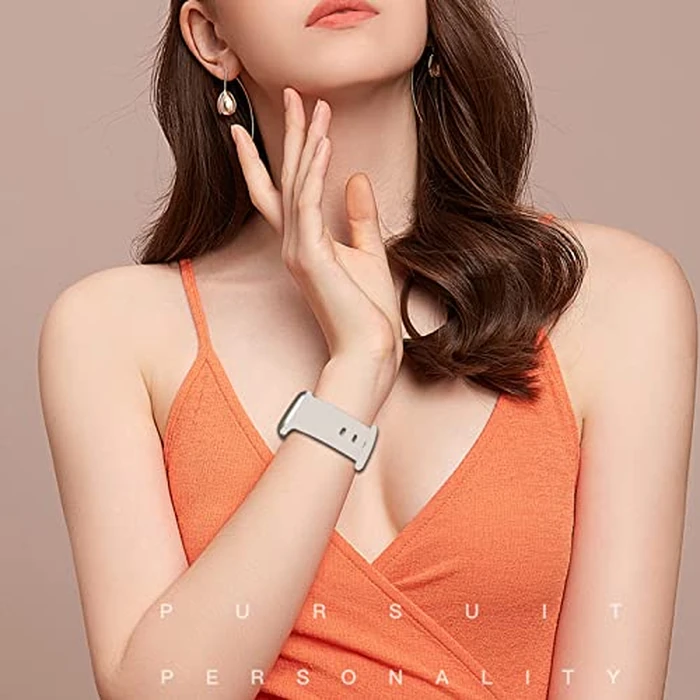 Cindgress Sport Band Compatible with Apple Watch 41mm 38mm 40mm 42mm for Women Men, Soft Silicone Strap for iWatch Wristband Series Ultra SE 11 10 9 8 7 6 5 4 3 2 1 M/L Starlight by Cindgress - Image 4