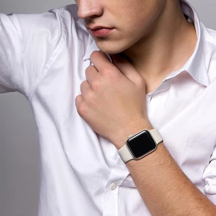 Cindgress Sport Band Compatible with Apple Watch 41mm 38mm 40mm 42mm for Women Men, Soft Silicone Strap for iWatch Wristband Series Ultra SE 11 10 9 8 7 6 5 4 3 2 1 M/L Starlight by Cindgress - Image 6