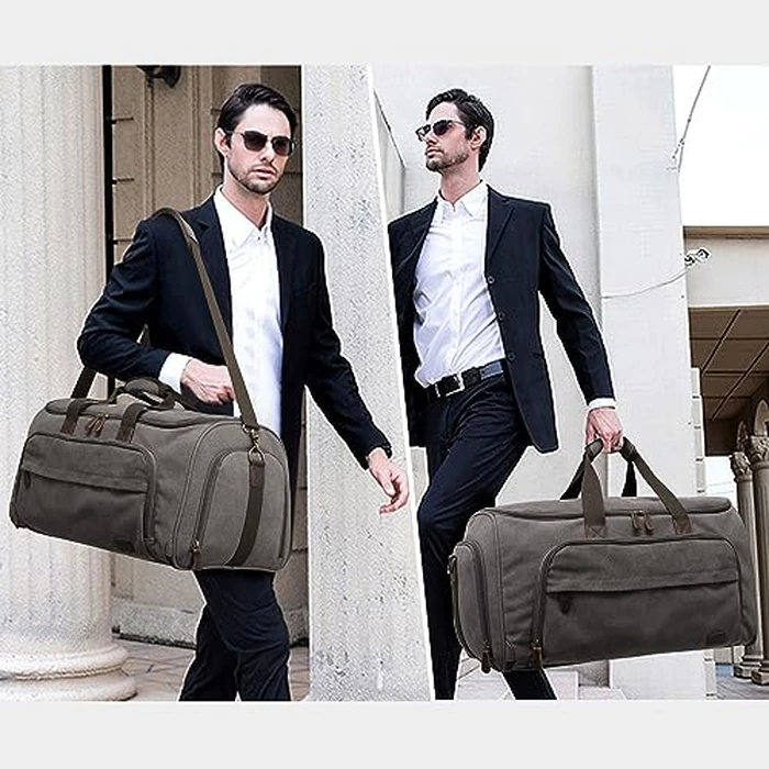 S-ZONE Carry On Garment Bag for Travel Convertible Garment Duffle Bag Suit Bags for Men Women Travel 2 in 1 Hanging Suitcase Business Travel Bag with Toiletry Bag, Gery, 50l by S-ZONE - Image 2