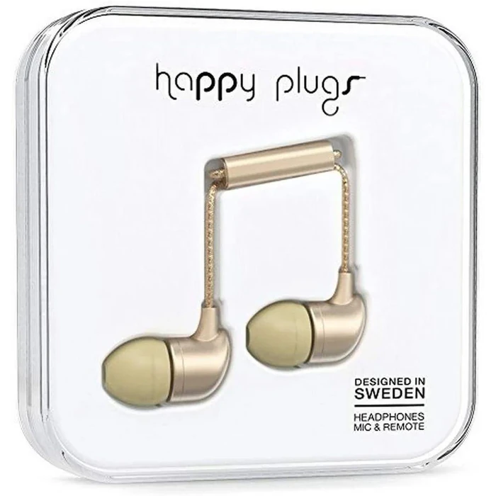 Happy Plugs Fashion-Tech In-Ear Headphones with Mic and Remote - Champagne by Happy Plugs - Refurbished - Excellent condition