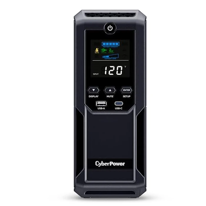 CyberPower CP1500AVRLCD3 Intelligent LCD UPS System, 1500VA/900W, 12 Outlets, 2 USB Ports, AVR, Mini Tower, Black by CyberPower - Used - Very Good condition - US$186.74
