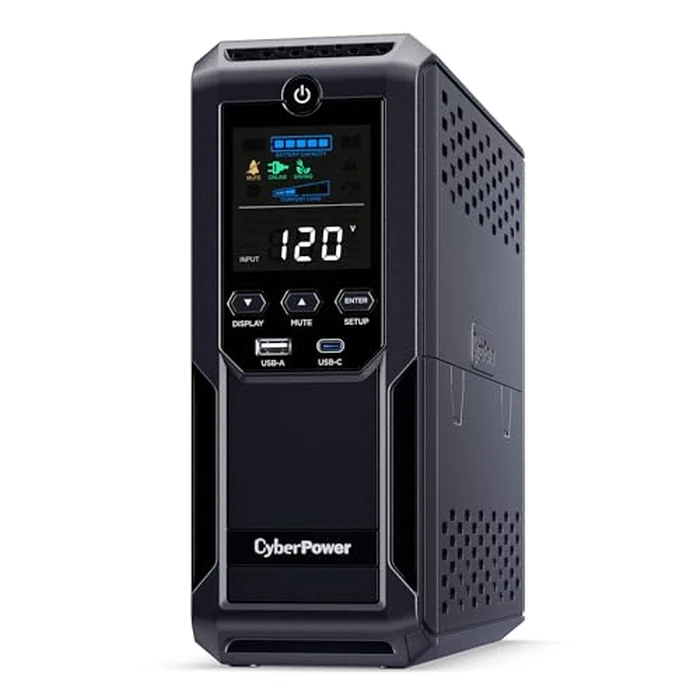 CyberPower CP1500AVRLCD3 Intelligent LCD UPS System, 1500VA/900W, 12 Outlets, 2 USB Ports, AVR, Mini Tower, Black by CyberPower - Image 2