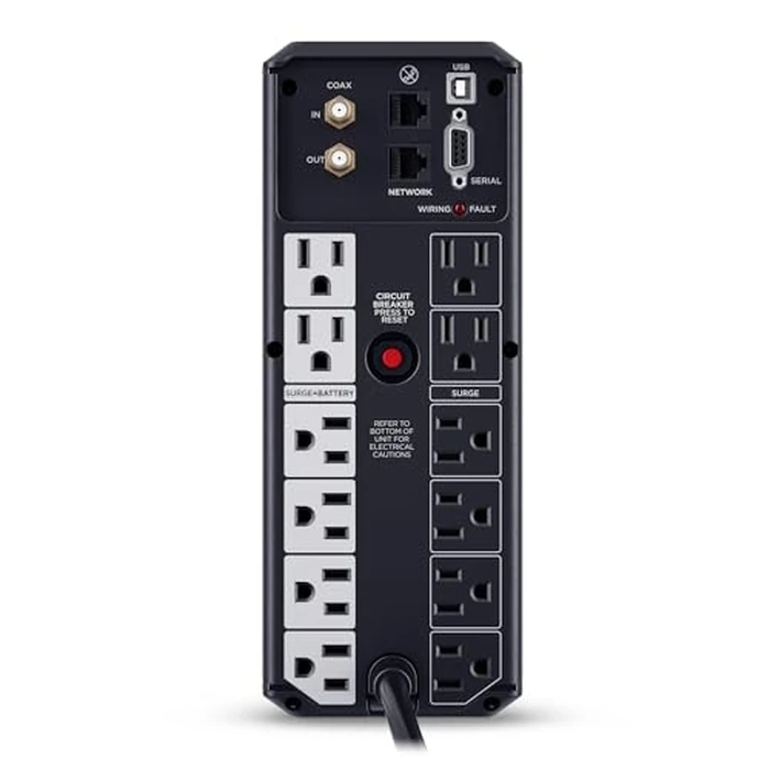 CyberPower CP1500AVRLCD3 Intelligent LCD UPS System, 1500VA/900W, 12 Outlets, 2 USB Ports, AVR, Mini Tower, Black by CyberPower - Image 4