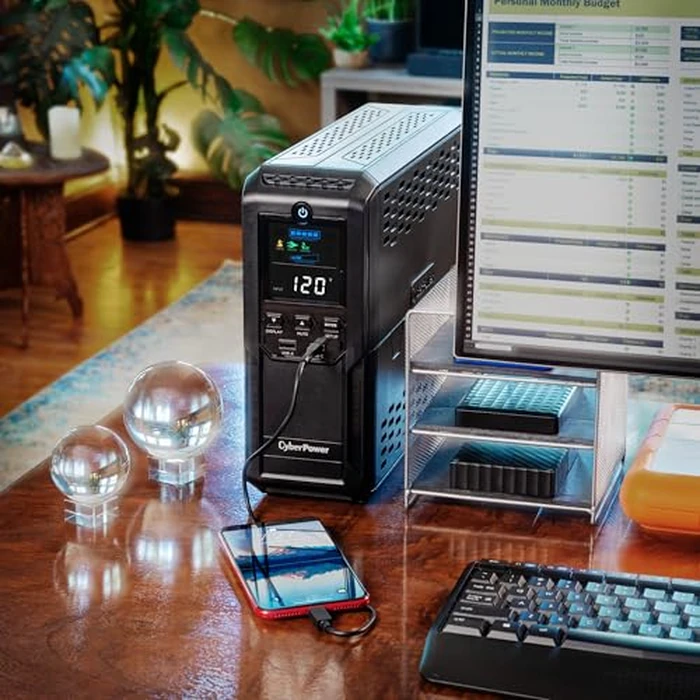 CyberPower CP1500AVRLCD3 Intelligent LCD UPS System, 1500VA/900W, 12 Outlets, 2 USB Ports, AVR, Mini Tower, Black by CyberPower - Image 8