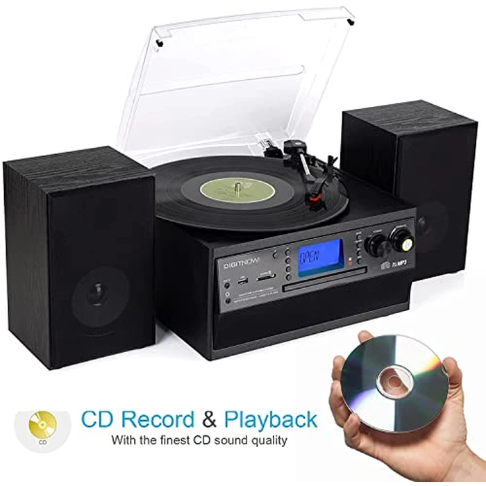 DIGITNOW Bluetooth Record Player Turntable with Stereo Speaker, LP Vinyl to MP3 Converter with CD, Cassette, Radio, Aux in and USB/SD Encoding, Remote Control, Audio Music Player Built in Amplifier by DIGITNOW - Image 3