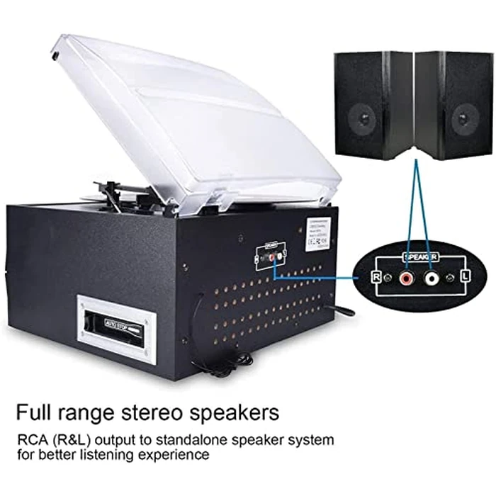 DIGITNOW Bluetooth Record Player Turntable with Stereo Speaker, LP Vinyl to MP3 Converter with CD, Cassette, Radio, Aux in and USB/SD Encoding, Remote Control, Audio Music Player Built in Amplifier by DIGITNOW - Image 4