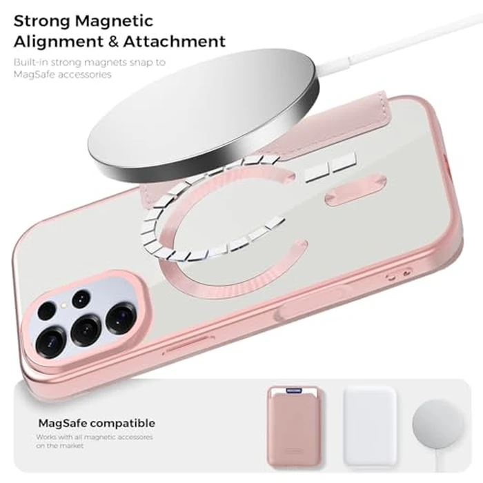 Asuwish Phone Case for Samsung Galaxy S24 Ultra 5G Magnetic Wallet Cover with Tempered Glass Screen Protector Credit Card Holder RFID Blocking Cell Accessories S24Ultra 24S S 24 24Ultra Women Pink by Asuwish - Image 6