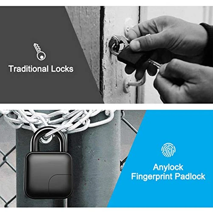 Smart Fingerprint Packlock, Anti-Theft Waterproof Fingerprint Biometric Lock for Gym/Suitcase/Bicycle, USB Charing Security Lock by T angxi - Image 2