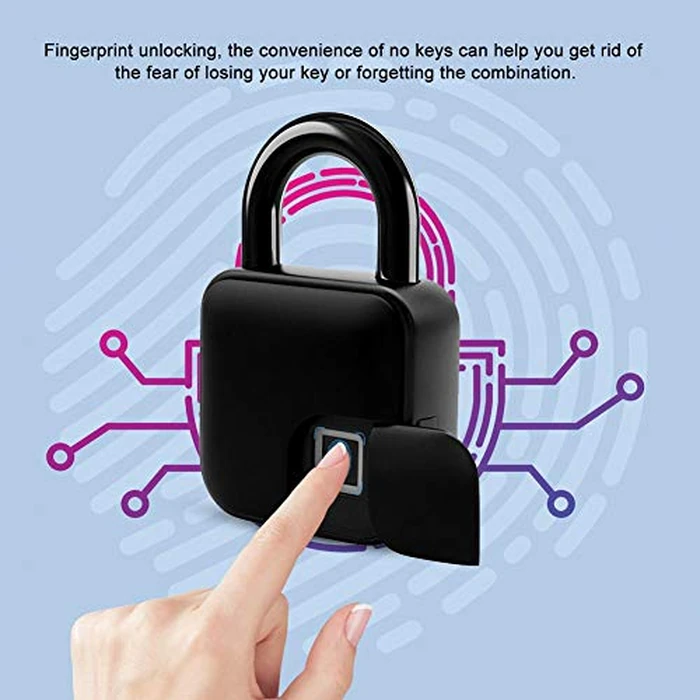 Smart Fingerprint Packlock, Anti-Theft Waterproof Fingerprint Biometric Lock for Gym/Suitcase/Bicycle, USB Charing Security Lock by T angxi - Image 3