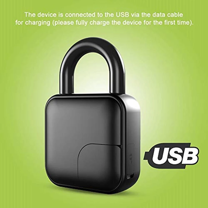 Smart Fingerprint Packlock, Anti-Theft Waterproof Fingerprint Biometric Lock for Gym/Suitcase/Bicycle, USB Charing Security Lock by T angxi - Image 4
