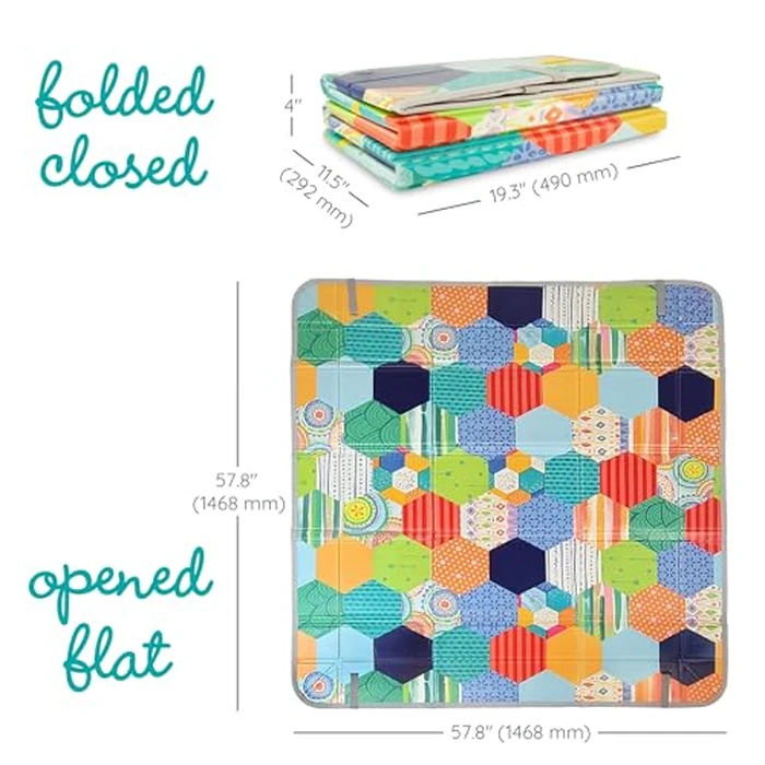 Infantino Foldable Soft Foam Play Mat, 57" Baby Mat for Floor Time, Lightweight, Easy to Store, Wipeable, Multicolor by Infantino - Image 6