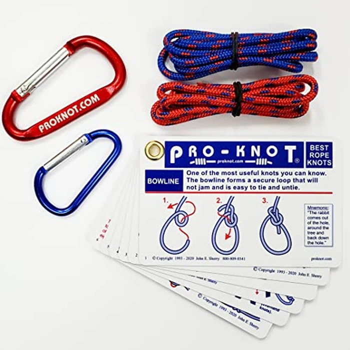 Knot Tying Kit | Pro-Knot Best Rope Knot Cards, two practice cords and a carabiner by Pro-Knot - Used - Like New condition