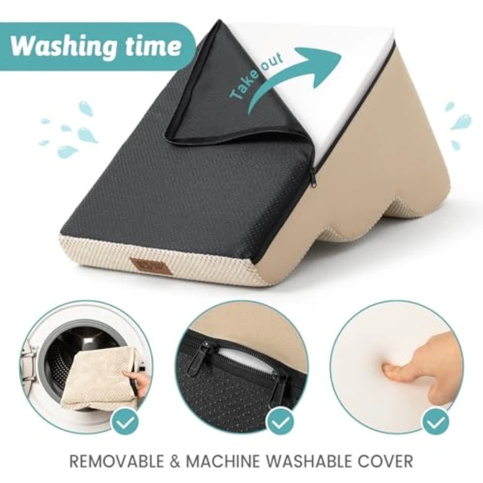 COZY KISS Dog Stairs for Small Dogs 15.7" H, Curved Dog Step for Puppy, Older Cat, Medium Pet Ramp for Sofa, Couch or Chair, Ladder with High Density Foam, 3 Step, 15.7x22.4x15.7 inch, Beige by COZY KISS - Image 5