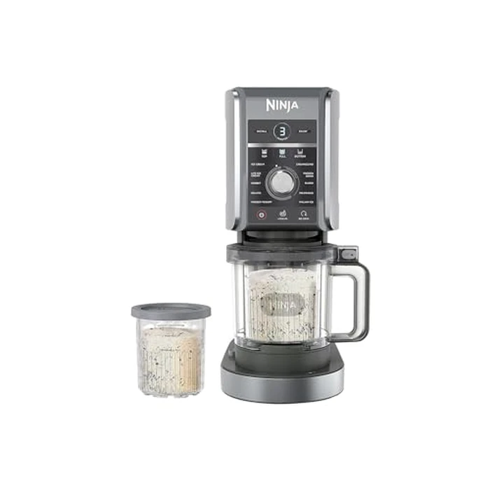Ninja CREAMi Deluxe Ice Cream Maker | 11-in-1 Create Frozen Desserts, Sorbet, Milkshakes, Yogurt & More | Includes 2 Dishwasher Safe XL 24 Oz. Tubs with storage lids | Silver | NC501 by Ninja - Used - Acceptable condition