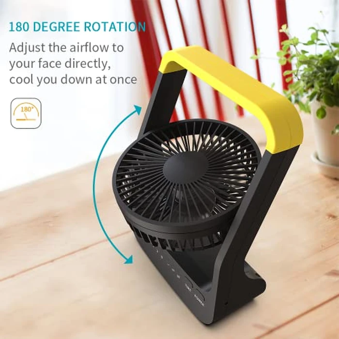ALAGOON Portable Desk Fan, D Battery Operated Fan for Hurricane, Powered Fan by USB Cable 214H Long Lasting with Timer 6'' Portable for Outdoor Camping Quiet 3 Speeds for Office Bedroom by ALAGOON - Image 4