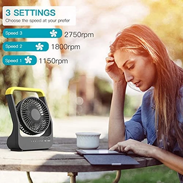 ALAGOON Portable Desk Fan, D Battery Operated Fan for Hurricane, Powered Fan by USB Cable 214H Long Lasting with Timer 6'' Portable for Outdoor Camping Quiet 3 Speeds for Office Bedroom by ALAGOON - Image 5