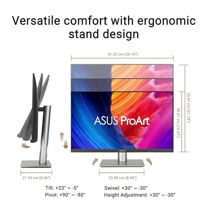 ASUS ProArt Display 27” 5K HDR Professional Monitor (PA27JCV) - 5K (5120 x 2880), IPS, 99% DCI-P3, 100% sRGB, ΔE < 2, USB-C PD 96W, Calman Verified, Color Accurate, Auto KVM, LuxPixel, 3 yr Warranty by Asus - Image 9