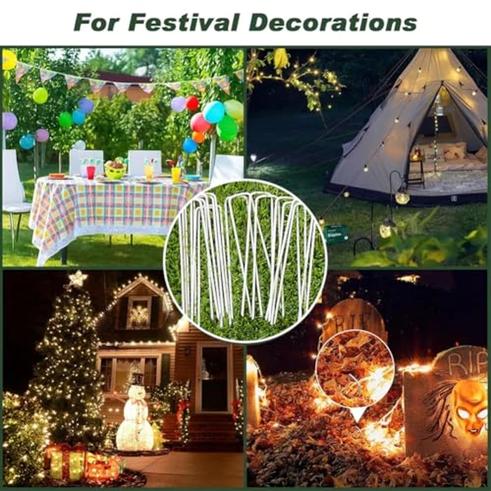 Petgrow 6 Inch Garden Stakes Galvanized Landscape Staples,U-Type Turf Staples for Artificial Grass, Rust Proof Sod Pins Stakes for Securing Fences Weed Barrier,Outdoor Wires Cords Tents Tarps,100 by Petgrow - Image 4