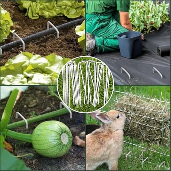 Petgrow 6 Inch Garden Stakes Galvanized Landscape Staples,U-Type Turf Staples for Artificial Grass, Rust Proof Sod Pins Stakes for Securing Fences Weed Barrier,Outdoor Wires Cords Tents Tarps,100 by Petgrow - Image 5