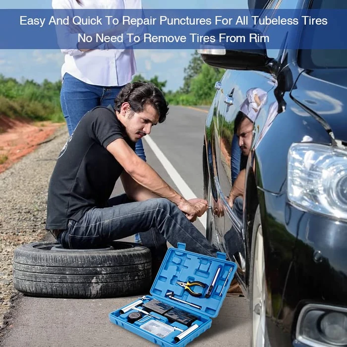 AUTOWN Tire Repair Kit - 68pcs Heavy Duty Tire Plug Kit, Universal Tire Repair Tools to Fix Punctures and Plug Flats Patch Kit for car Motorcycle, Truck, ARB，ATV, Tractor, RV, SUV, Trailer by AUTOWN - Image 5