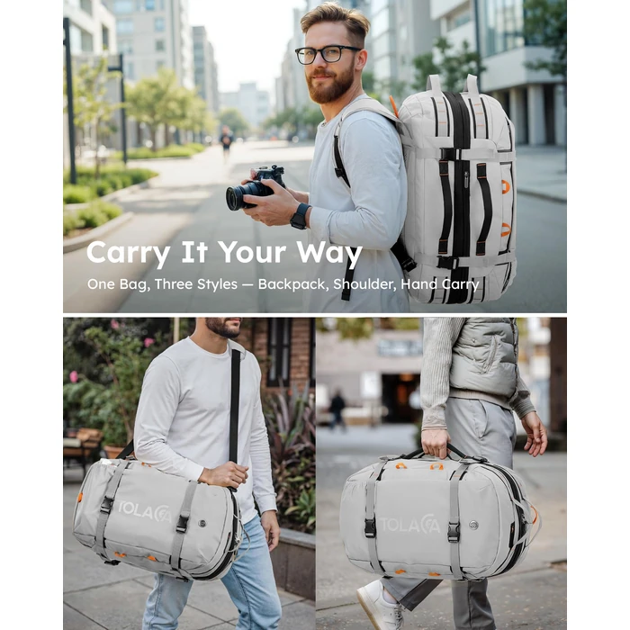 Tolaccea Travel Laptop Backpack for Men Women, 40L-50L Expandable Carry On Backpack with Wet Dry Compartment, TSA Approved Daypack Fits 16 Inch Laptop, Convertible Rucksack Duffel Bag for Work Travel by Tolaccea - Image 2