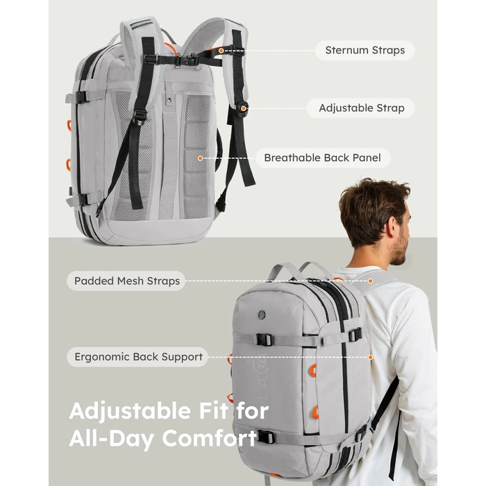 Tolaccea Travel Laptop Backpack for Men Women, 40L-50L Expandable Carry On Backpack with Wet Dry Compartment, TSA Approved Daypack Fits 16 Inch Laptop, Convertible Rucksack Duffel Bag for Work Travel by Tolaccea - Image 9