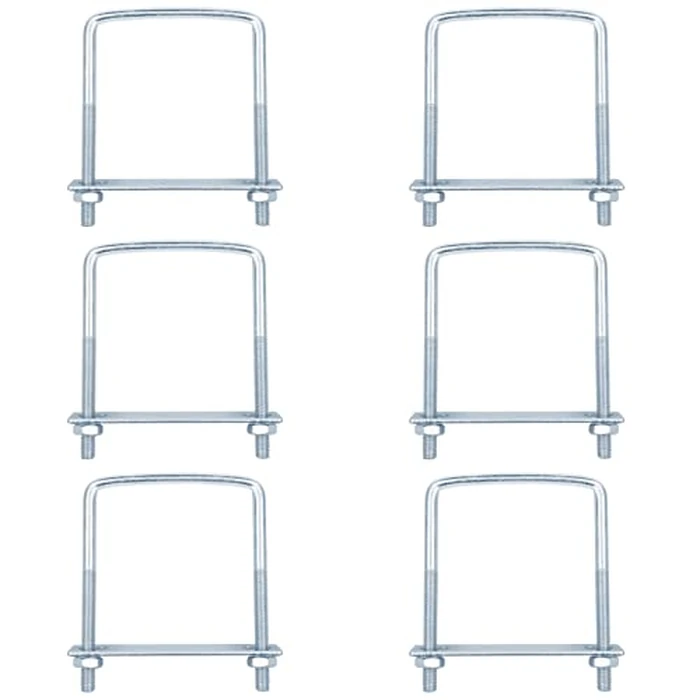 YIDU69Q 6 PCS 4 Inch Wide Square U-Bolts for Trailer, 3/8" x 4" x 5-1/2", Electro-Galvanized Steel by YIDU69Q - Image 1