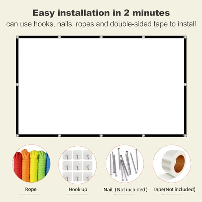 Foldable Projector Screen, XINLEMY 84" 4K 16:9 HD Portable Projection Movie Screen Double-Sided Cinema Screen for Home Theater Backyard Indoor and Outdoor by XINLEMY - Image 3