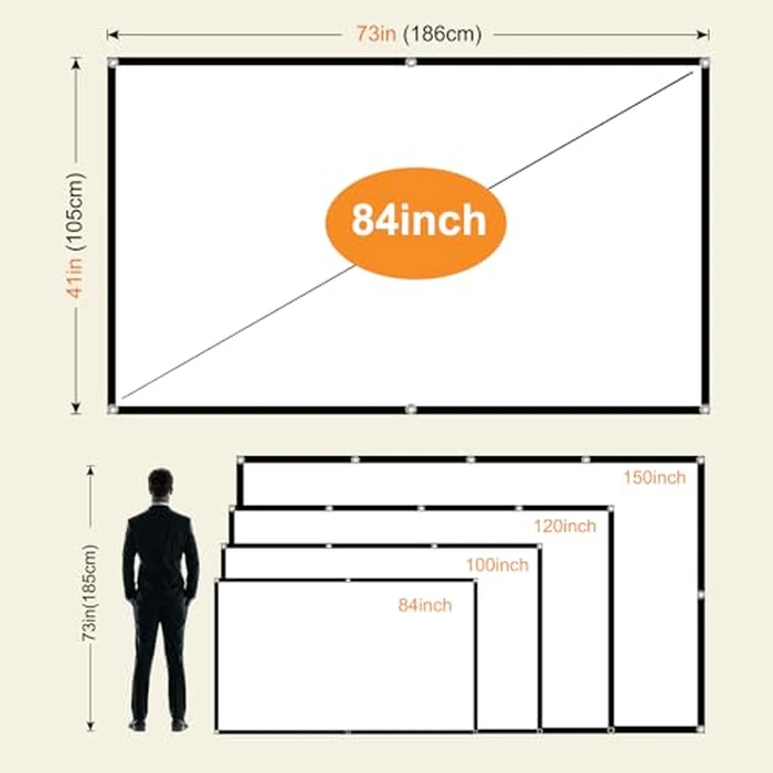 Foldable Projector Screen, XINLEMY 84" 4K 16:9 HD Portable Projection Movie Screen Double-Sided Cinema Screen for Home Theater Backyard Indoor and Outdoor by XINLEMY - Image 7