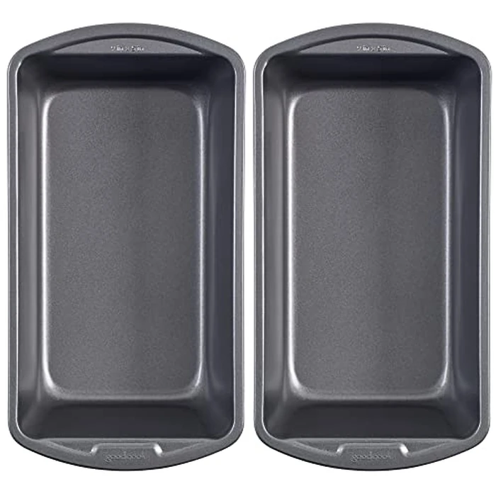 GoodCook Nonstick Loaf Pan 9 x 5-Inch Heavy-Duty Steel Bakeware with Easy-Clean Non-Stick Coating, Oven & Dishwasher Safe Pan for Meatloaf Breads Lasagnas Casseroles & More, Set of 2, Gray by GoodCook - Used - Acceptable condition