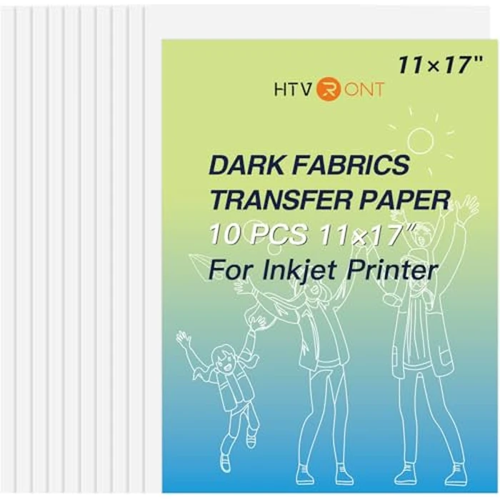 HTVRONT Heat Transfer Paper 11x17 " for Dark T Shirts - 10 Pack Iron on Transfer Paper for Inkjet Printer, Large 11x17" Easy to Use Printable Heat Transfer Vinyl, Vibrant Color, Durable & Soft by HTVRONT - Image 1