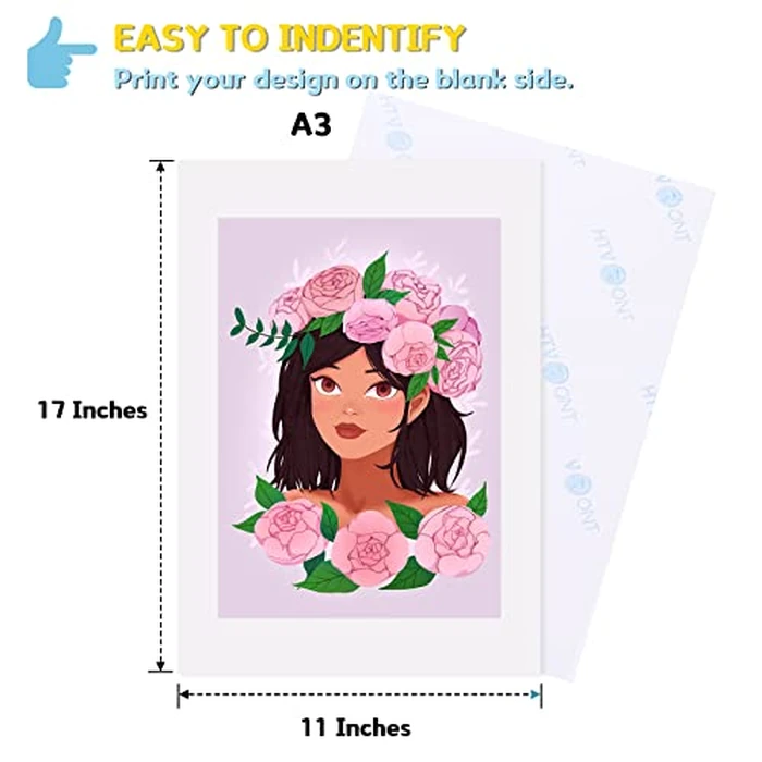 HTVRONT Heat Transfer Paper 11x17 " for Dark T Shirts - 10 Pack Iron on Transfer Paper for Inkjet Printer, Large 11x17" Easy to Use Printable Heat Transfer Vinyl, Vibrant Color, Durable & Soft by HTVRONT - Image 2