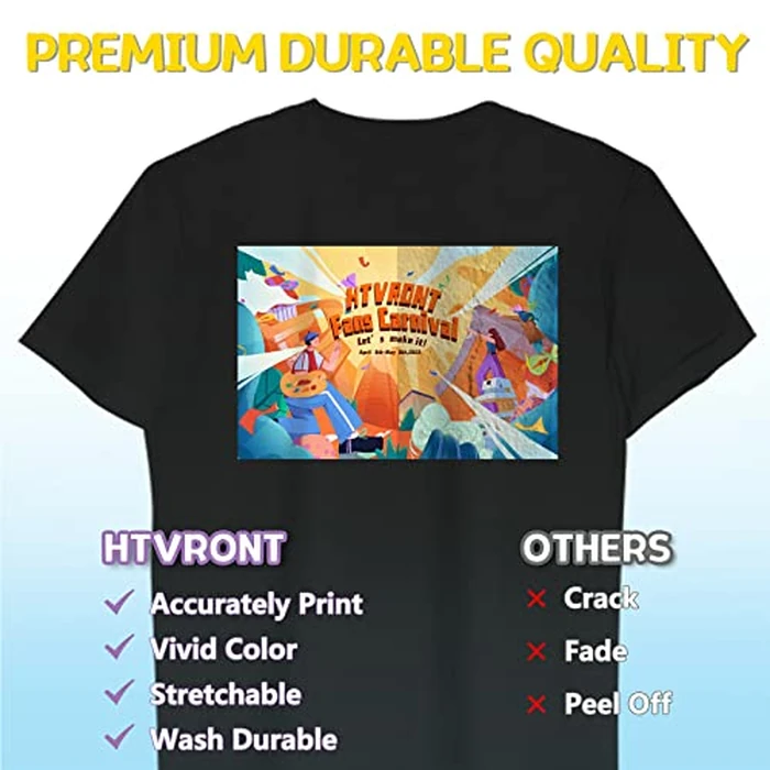HTVRONT Heat Transfer Paper 11x17 " for Dark T Shirts - 10 Pack Iron on Transfer Paper for Inkjet Printer, Large 11x17" Easy to Use Printable Heat Transfer Vinyl, Vibrant Color, Durable & Soft by HTVRONT - Image 3