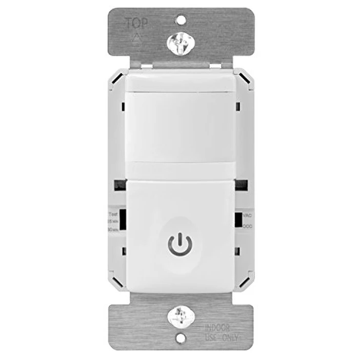 ENERLITES PIR Motion Occupancy Vacancy Motion Sensor Light Switch, 500W, 5A, Motion Sensor Night Light, Single-Pole, Smart LED Backlight, Neutral Not Required, Ground Required, HMOS-J-W, White by ENERLITES - Image 4