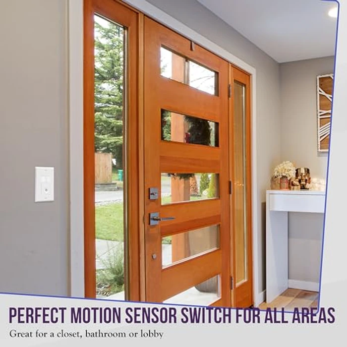 ENERLITES PIR Motion Occupancy Vacancy Motion Sensor Light Switch, 500W, 5A, Motion Sensor Night Light, Single-Pole, Smart LED Backlight, Neutral Not Required, Ground Required, HMOS-J-W, White by ENERLITES - Image 7