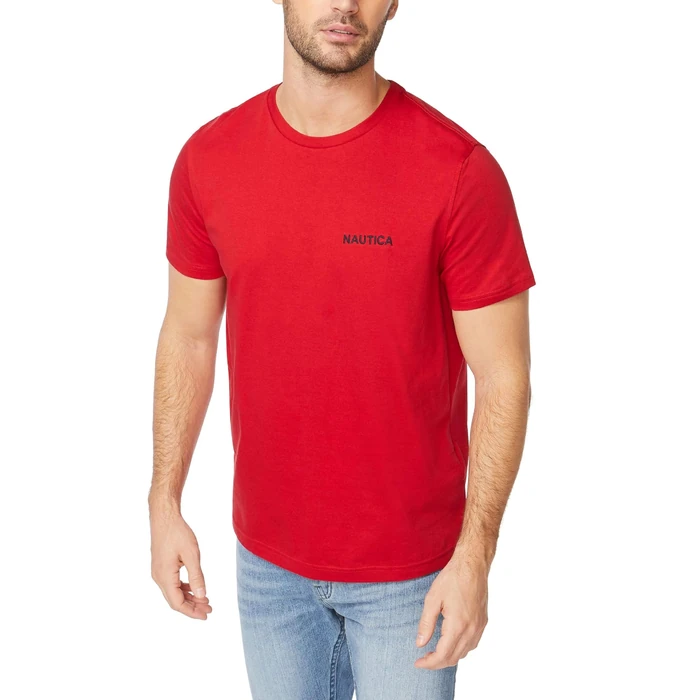 Nautica mens Short Sleeve Solid Crew Neck T-shirt T Shirt, Nautica Red Solid, X-Large US by Nautica - Used - Like New condition - US$17.09