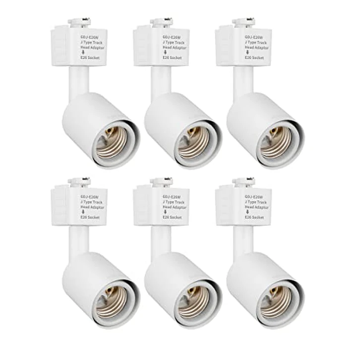 mirrea J Type Track Lighting Head to E26 Medium Screw Base Adapter Light Direction Adjustable Pack of 6 (White) by mirrea - Used - Like New condition - US$48.10