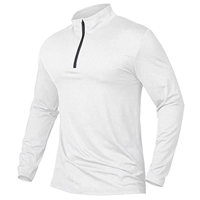 MANSDOUR Men's Active Sports Shirt 1/4 Zip Performance Long Sleeve Workout Running T Shirt Pullover Tops White by MANSDOUR - Used - Like New condition - US$19.80