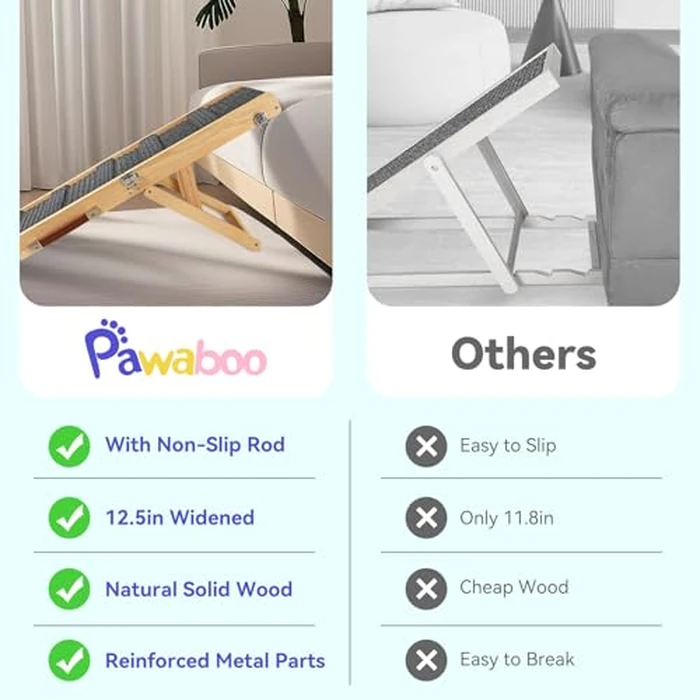 2026 Upgraded Dog Ramp for Couch, Foldable Small Dog Ramp for Sofa, 4 Adjustable Height from 13'' to 21", Portable Stable Pet Steps with Non-Slip Pad, Pet Ramps Use for Sofa Couch Stairs by Pawaboo - Image 7