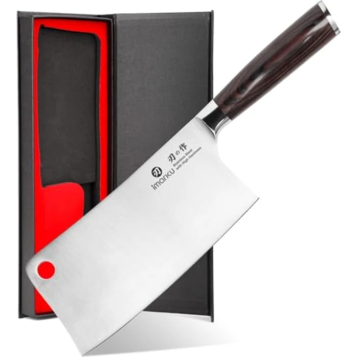 imarku Cleaver Knife 7 Inch Meat Cleaver, Japanese High Carbon Stainless Steel Butcher Knife with Ergonomic Handle, Ultra Sharp Chopping Knife, Kitchen Gadgets for Home/Restaurant, Mothers Day Gifts by imarku - Image 1